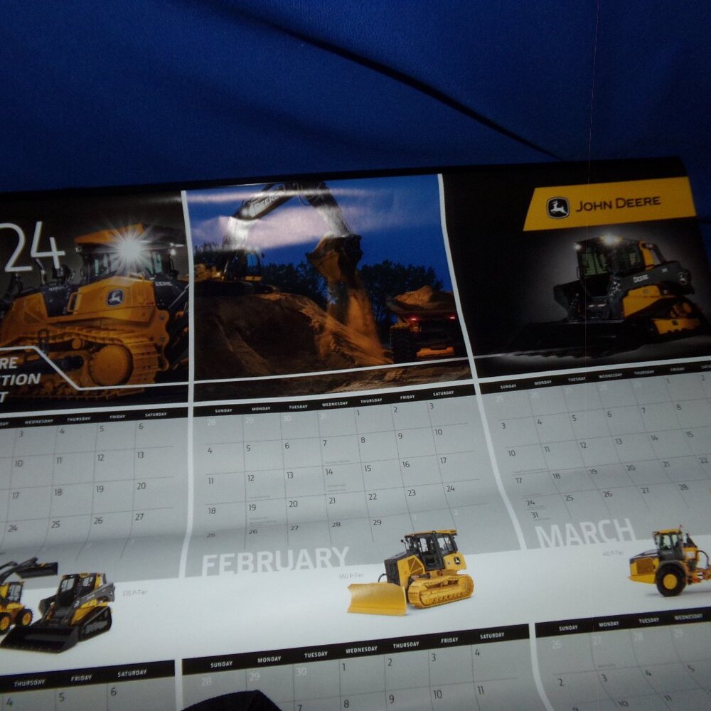 John Deere Construction Equipment Year-at-a-Glance Wall Calendar - 2024